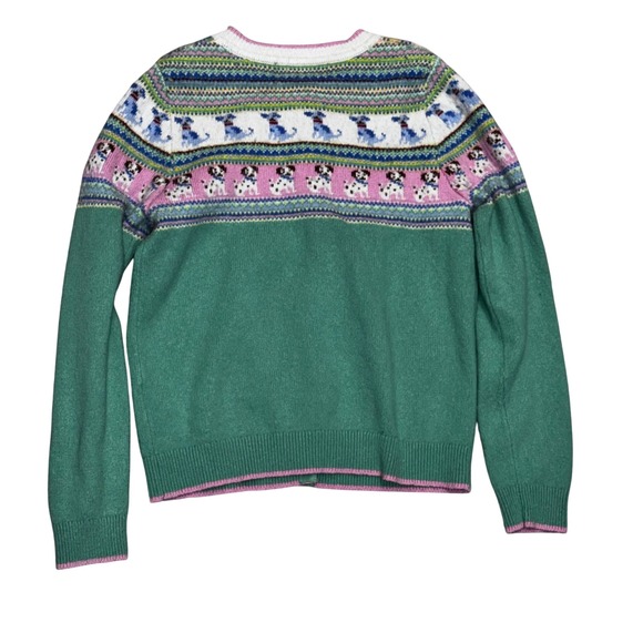 Mini Boden Girls Dog Fair Isle Knit Cardigan Green Pink 11-12Y Wool Blend Read! - Picture 2 of 9